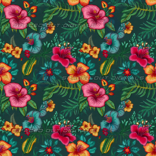 Tropical Flowers Embroidery