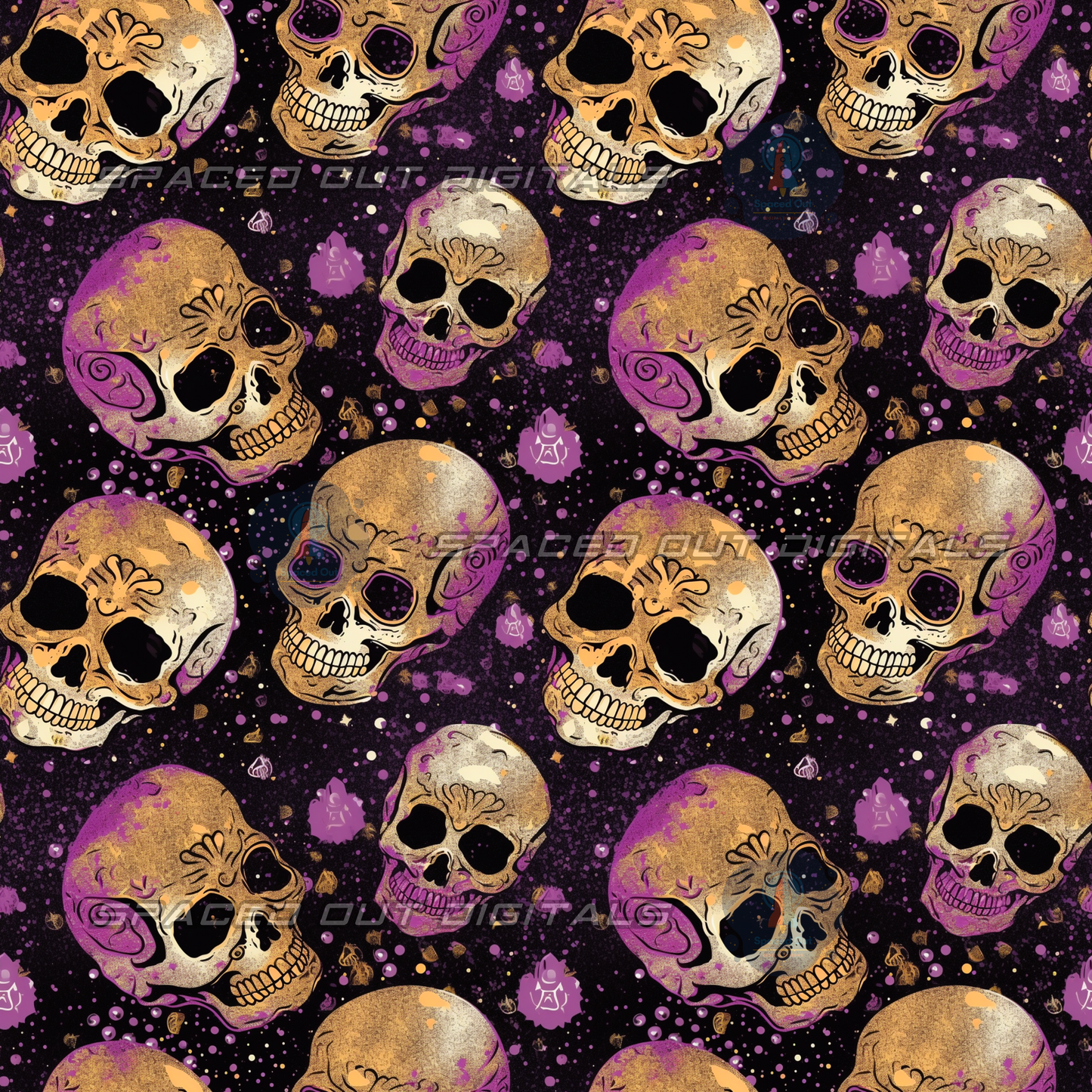 Glitter Gold Skulls