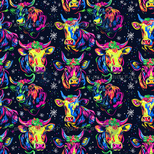 Neon Christmas Cows