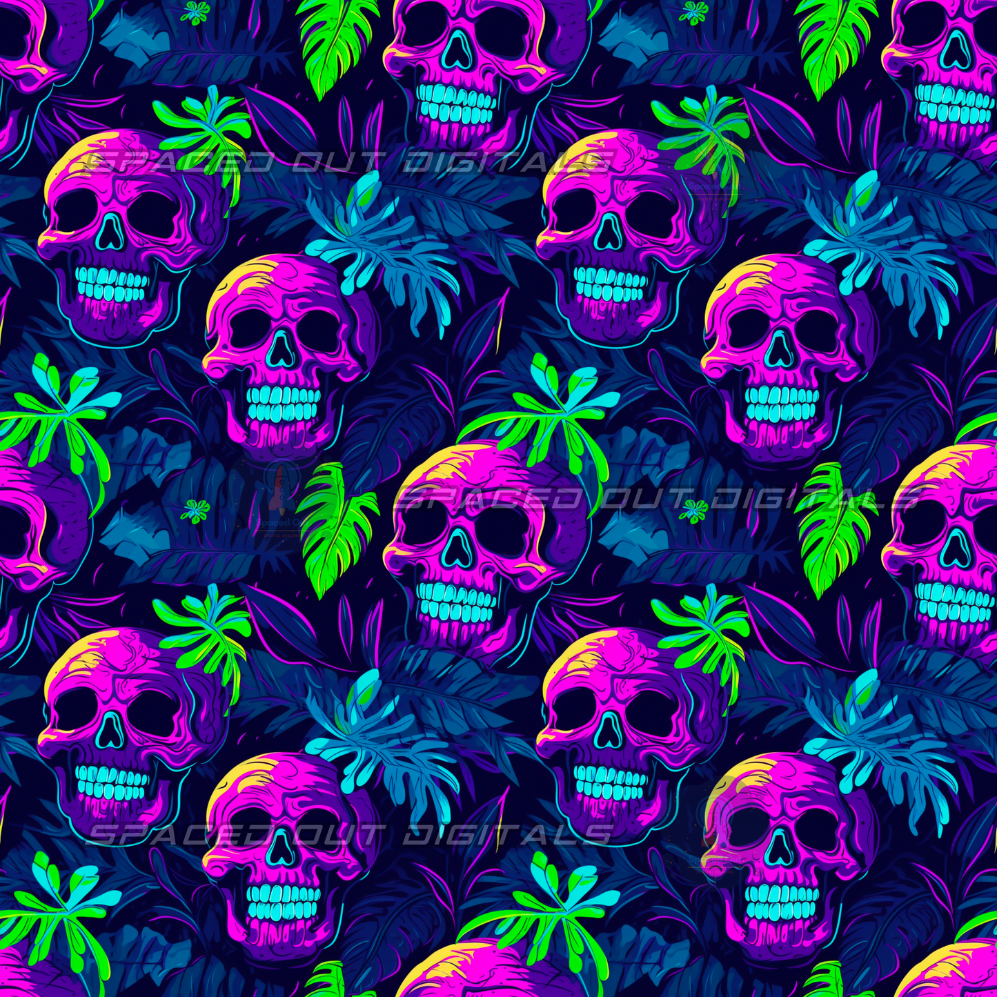 Neon Tropical Skulls