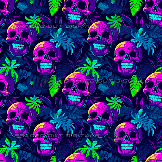 Neon Tropical Skulls