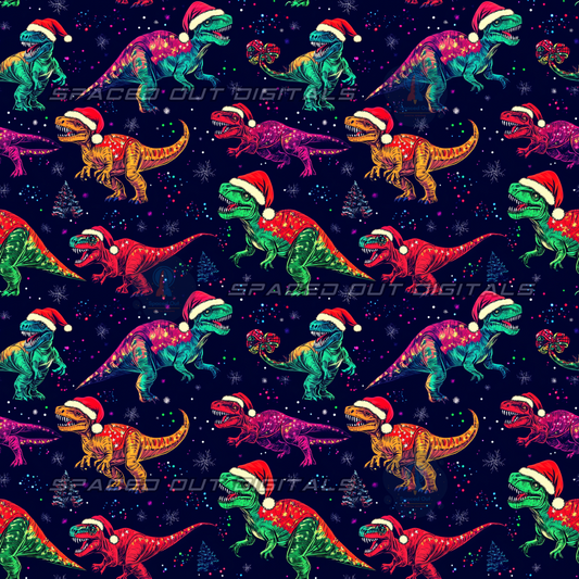 Neon Christmas Dinos