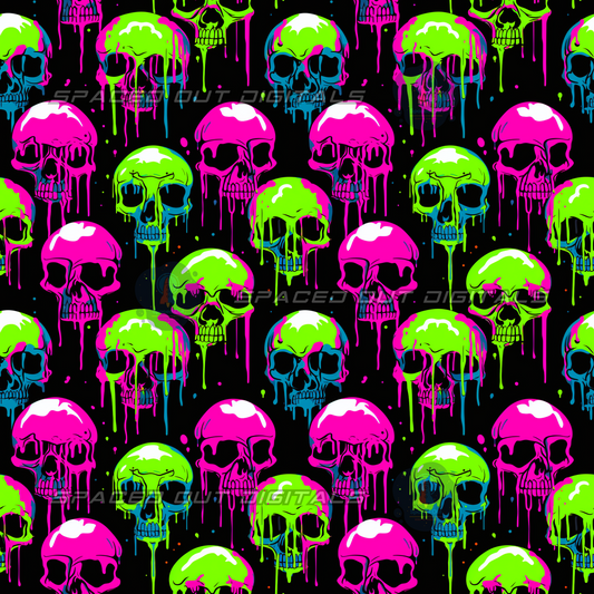 Neon Drippy Skulls