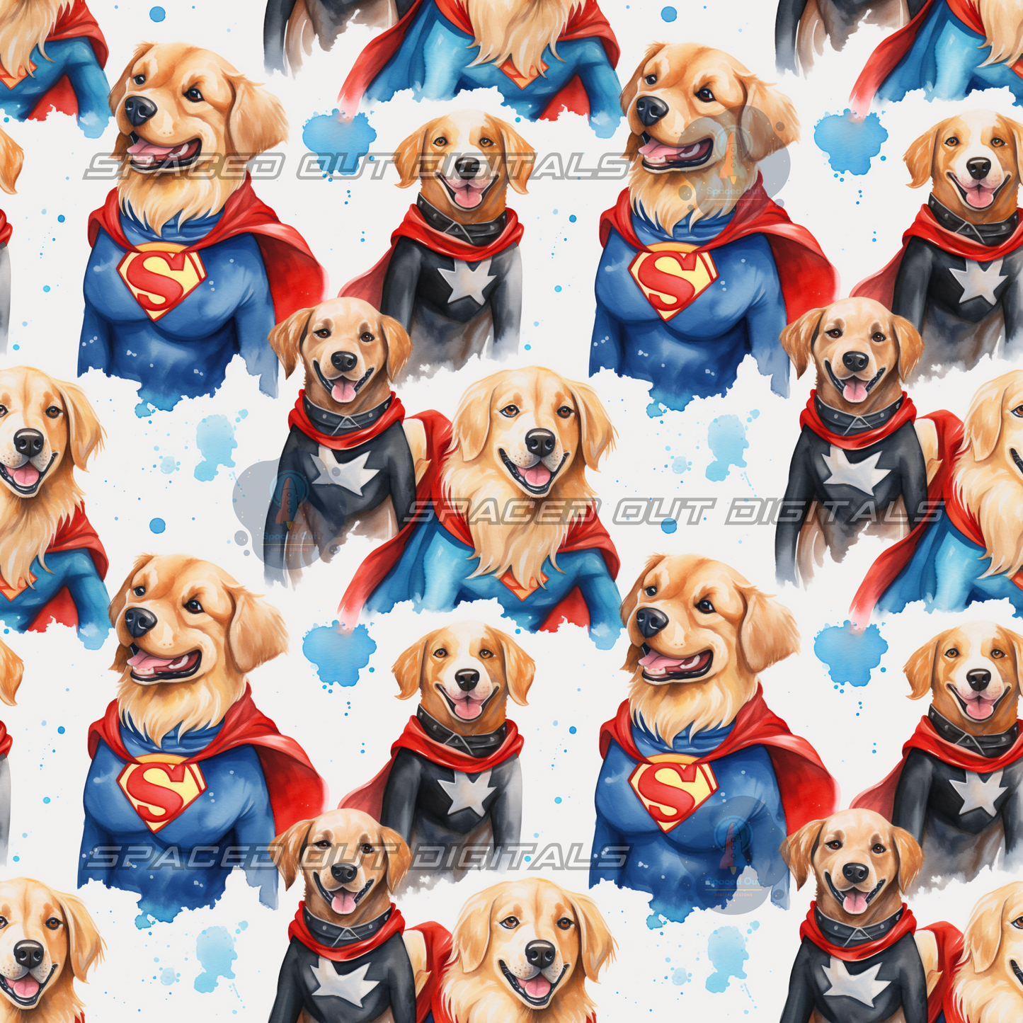 Watercolor Superhero Dogs