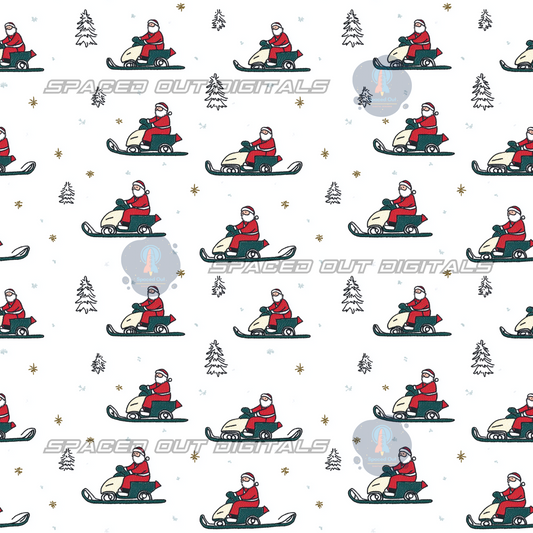 Embroidery Santa Snowmobiles