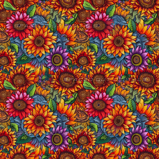 Rainbow Sunflower Embroidery
