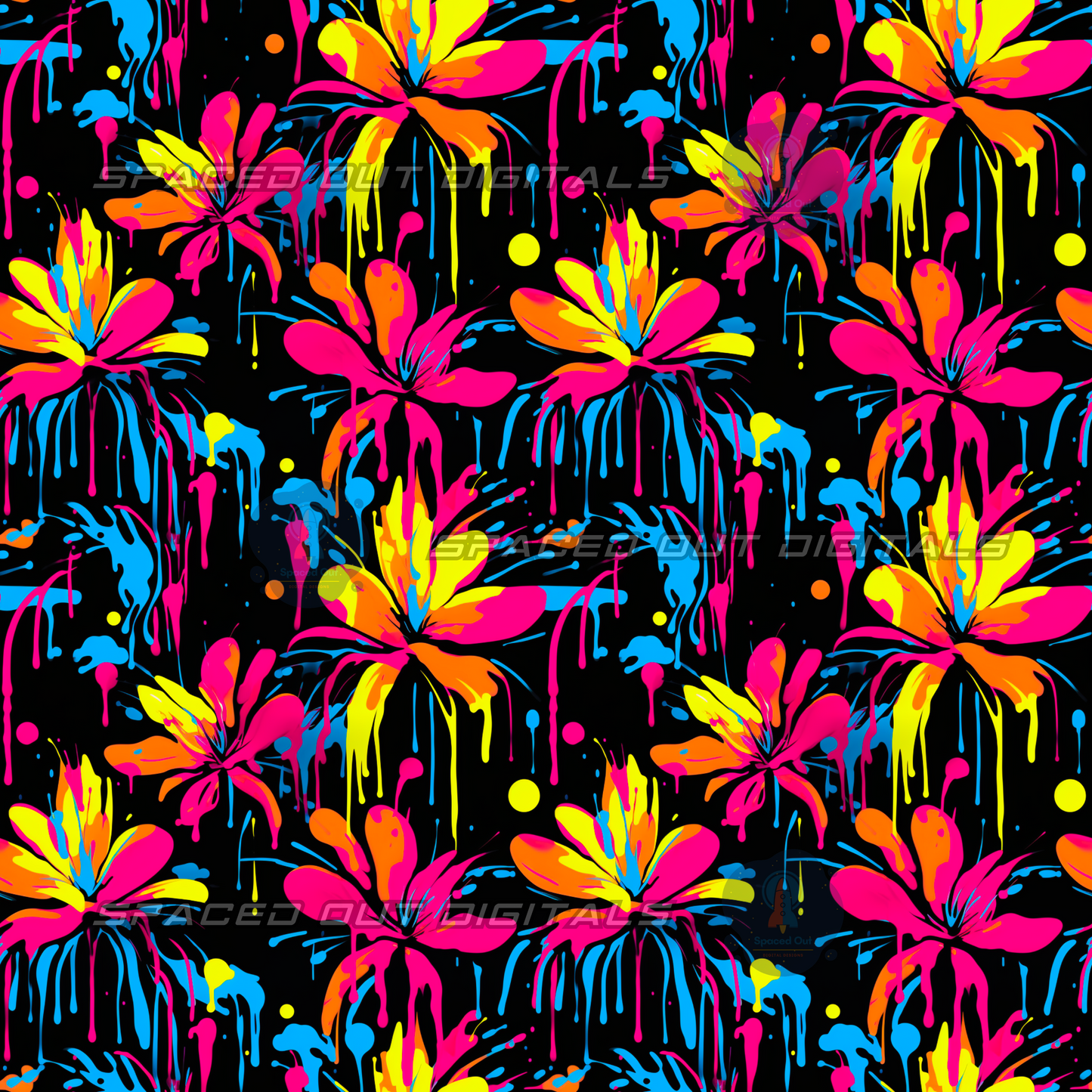 Neon Drippy Flowers