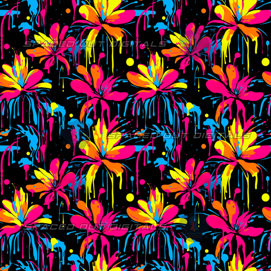 Neon Drippy Flowers