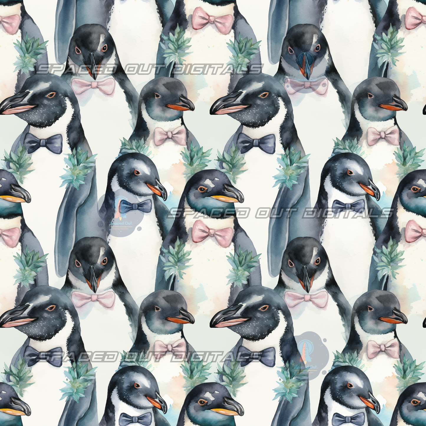 Watercolor Formal Penguins