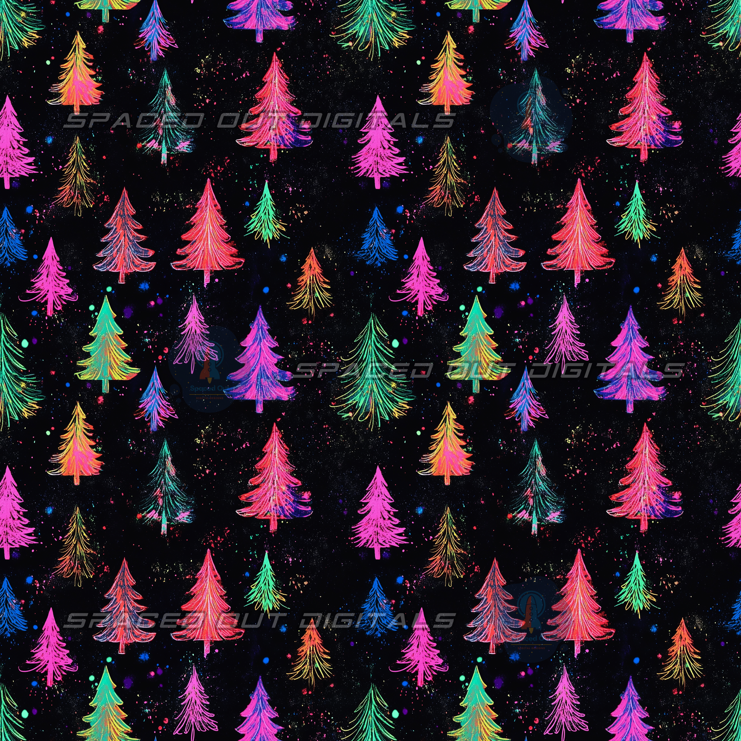 Neon Christmas Trees