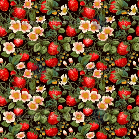 Strawberry Flowers Embroidery