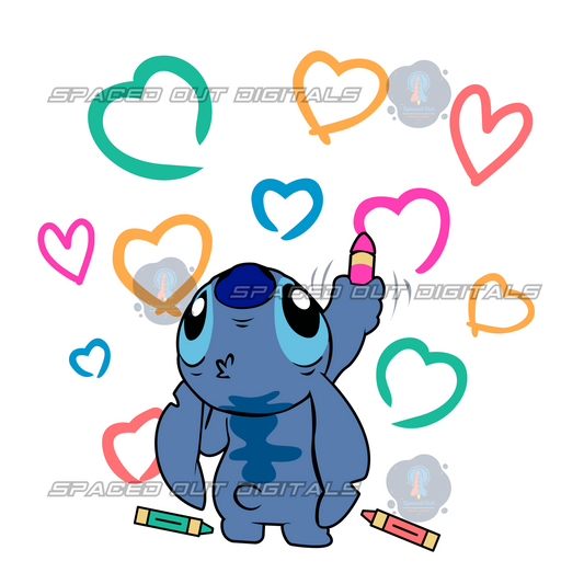 Blue Alien Hearts PNG