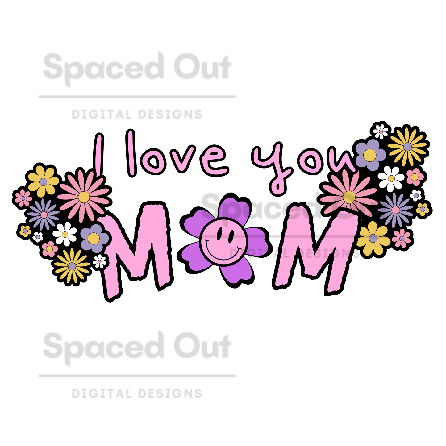 I Love You Mom Flowers PNG