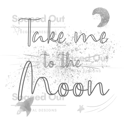 Take Me To The Moon Black PNG
